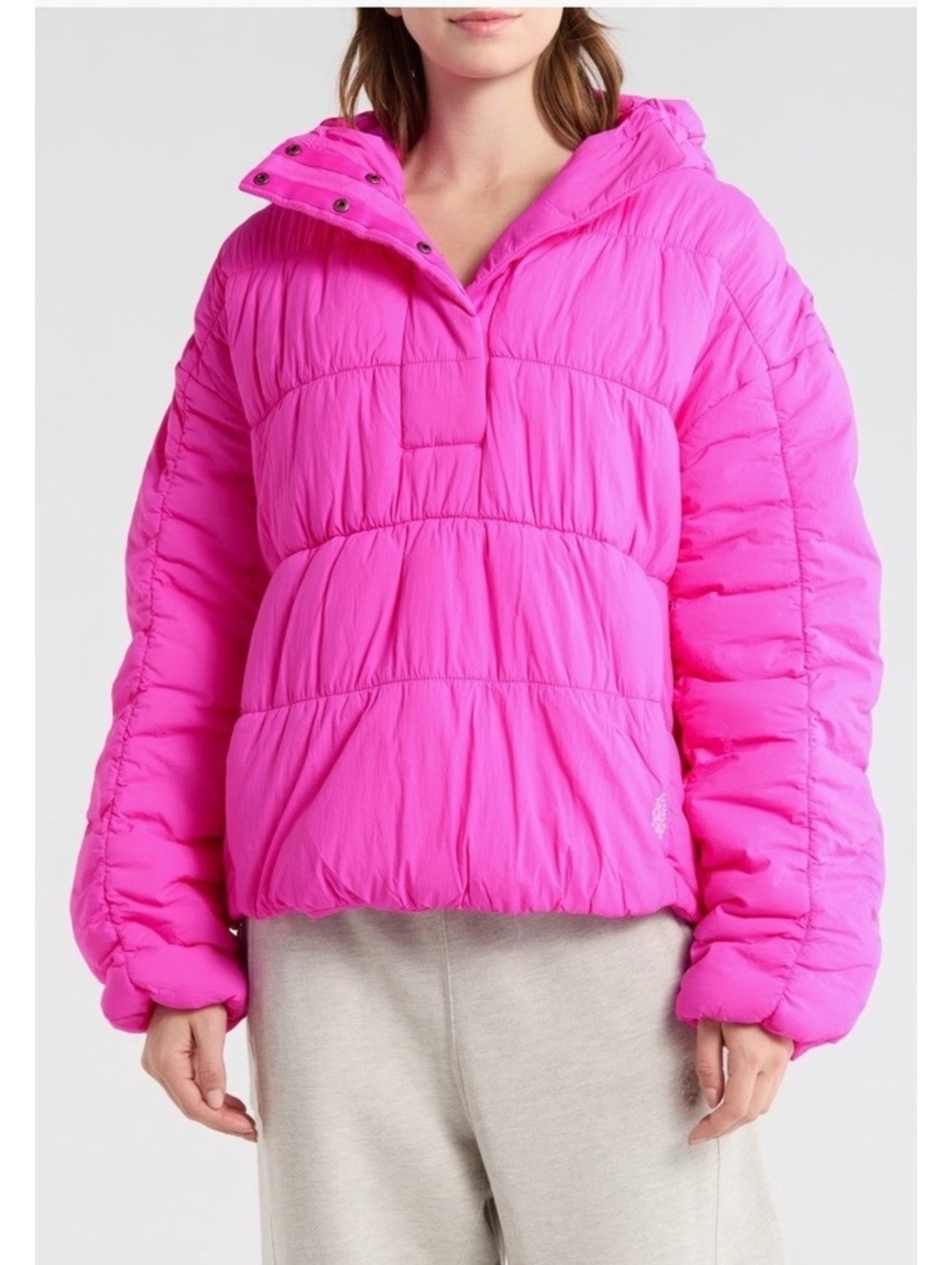 People Polly Puffer Pullover Jacket Pink Coat NWT XL Extra Large